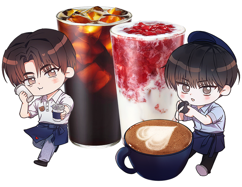B SET, 아메리카노 L + 딸기라떼 R